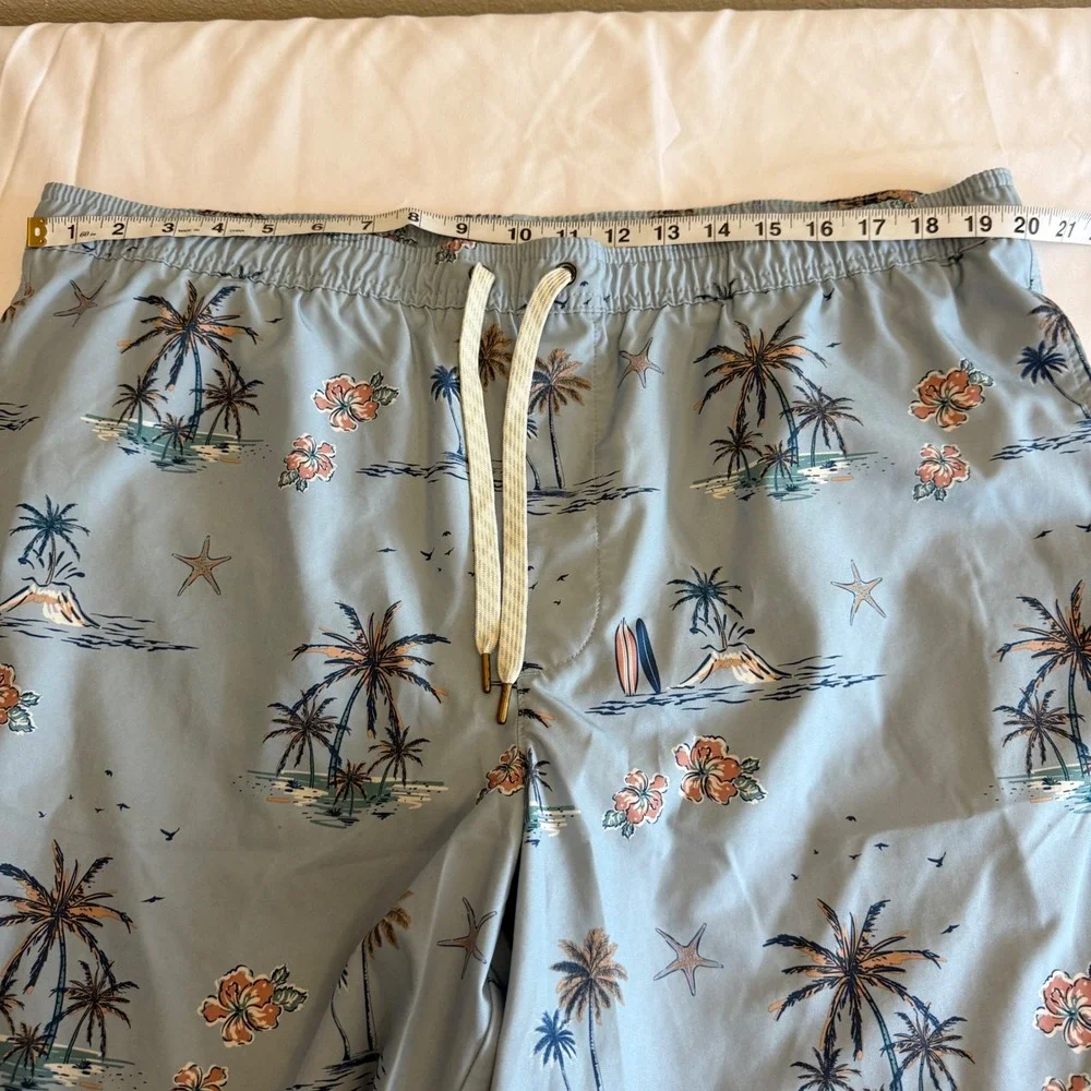 Sonoma Goods For Life Mens XL Swim Trunks Blue Tropical Palm Tree Surfboard XL